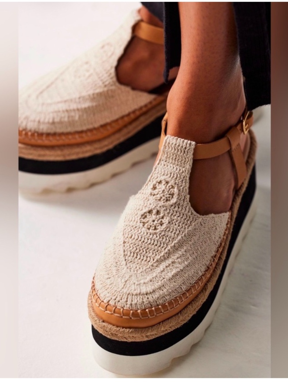 Free People Morning in Mykonos Platform Espadrilles Crochet size 8.5